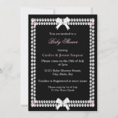 かわいい赤ちゃんシャワー女の子ピンク真珠ブラックエスニック 招待状 (裏面)