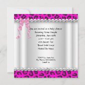 かわいい赤ちゃんシャワー女の子ピンクleopardカップケーキ2 招待状 (裏面)