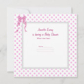 かわいい赤ちゃんシャワー女の子ベビーピンクシューズホワイト 招待状 (裏面)