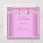 かわいい赤ちゃんシャワー女の子ベビーピンクブーティパール 招待状 (裏面)