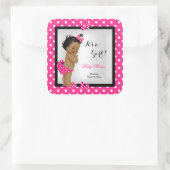 かわいい赤ちゃんシャワー女の子ホットピンクブラックエスニック スクエアシール (バッグ)