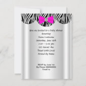 かわいい赤ちゃんシャワー女の子ホットピンクベビー靴 招待状 (裏面)