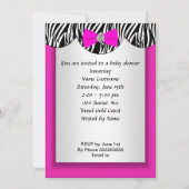 かわいい赤ちゃんシャワー女の子ホットピンク民族ベビー靴2E 招待状 (裏面)