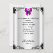 かわいい赤ちゃんシャワー女の子ホットピンク高ヒールフローラ 招待状 (裏面)