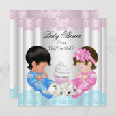 かわいい赤ちゃんシャワー性別でカップルを明かす 招待状 (正面/裏面)