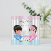 かわいい赤ちゃんシャワー性別でカップルを明かす 招待状 (スタンド正面)