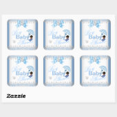 かわいい赤ちゃんシャワー男の子ブルーホワイトアフリカアメリカ スクエアシール (シート)