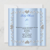 かわいい赤ちゃんシャワー男の子ベビーブルースワン 招待状 (裏面)