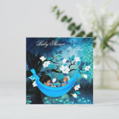 かわいい赤ちゃんシャワー男の子ベビーブルーハンモックマジカル 招待状 (スタンド正面)