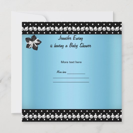 かわいい赤ちゃんシャワー男の赤ちゃんブルーブラックグラム 招待状 (裏面)