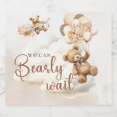 かわいい赤ちゃんシャワー男女兼用待つね スパークリングワインラベル (シングルラベル)