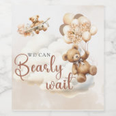 かわいい赤ちゃんシャワー男女兼用待つね ワインラベル (シングルラベル)