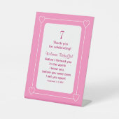 かわいい赤ちゃんシャワー聖書聖句クリスチャンピンクパーティー 台座サイン (正面)