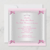 かわいい赤ちゃんシャワー赤ちゃん女の子ピンクベアー 招待状 (裏面)