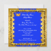 かわいい赤ちゃんシャワー青金ゴールド少年プリンスクラウン5 招待状 (裏面)