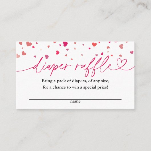 かわいい赤ちゃんシャワー、おむつラッフル エンクロージャーカード (正面)