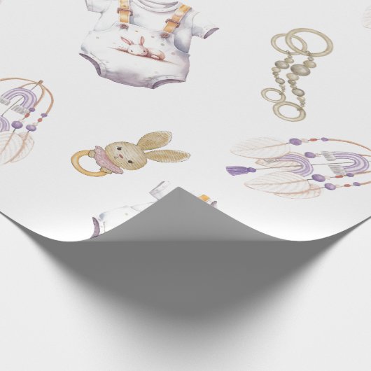 かわいい赤ちゃんシャワー| バニーベビーシャワー男女兼用 ラッピングペーパー (角)