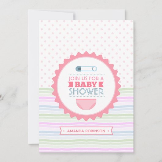 かわいい赤ちゃんシャワー 招待状 (正面)