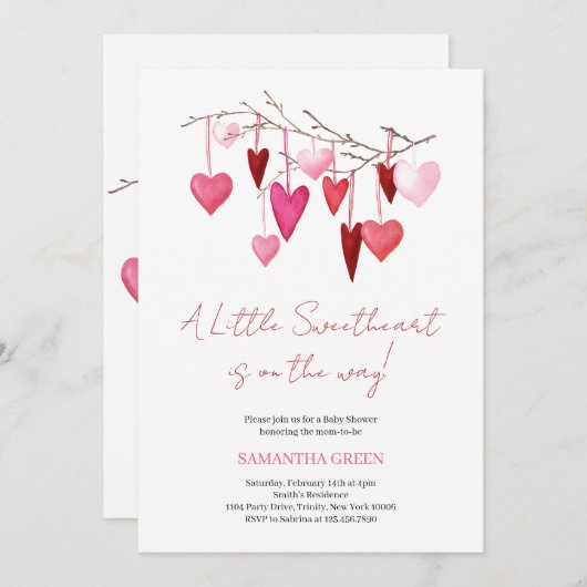 かわいい赤ちゃんシャワー 招待状 (正面/裏面)