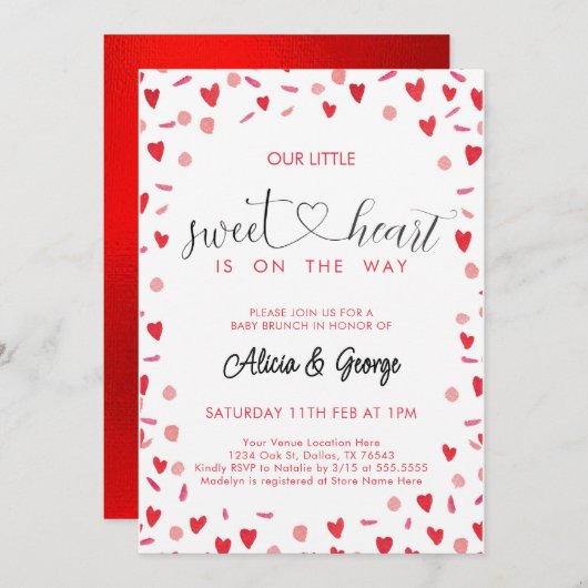 かわいい赤ちゃんシャワー 招待状 (正面/裏面)