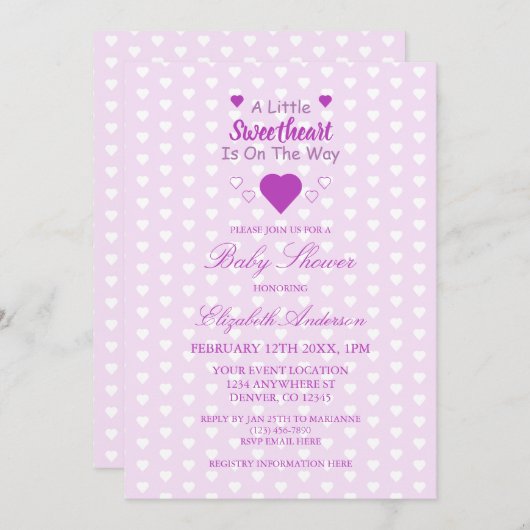 かわいい赤ちゃんシャワー 招待状 (正面/裏面)