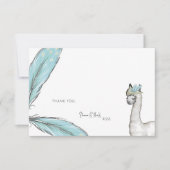 かわいい赤ちゃんシャワーBoho Llamaホワイト サンキューカード (正面)