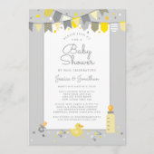 かわいい赤ちゃんシャワーbyメール灰色モダン黄色 招待状 (正面)