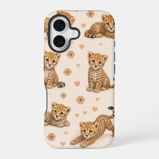 かわいい赤ちゃんチーターのスマホケース iPhone 16ケース (裏面)