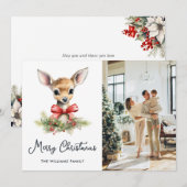 かわいい赤ちゃんトナカイの植物写真クリスマスカード シーズンカード (正面/裏面)