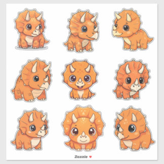 かわいい赤ちゃんトリケラトプスの恐竜ビニールステッカー シール