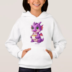 かわいい赤ちゃんドラゴンがティーカップを持っている Kawaii