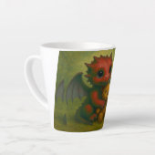 かわいい赤ちゃんドラゴンとテディベア カフェラテマグ (左アングル)