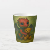 かわいい赤ちゃんドラゴンとテディベア カフェラテマグ (正面)