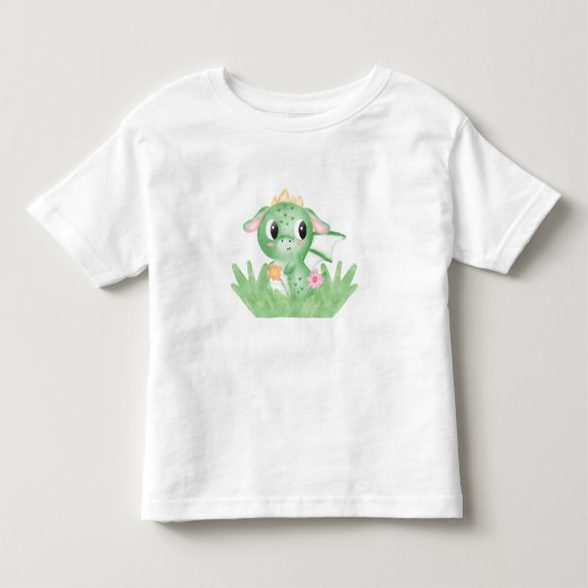 かわいい赤ちゃんドラゴンの水彩画 トドラーTシャツ (正面)