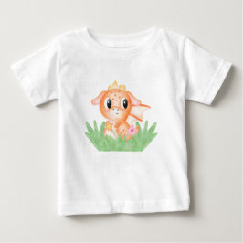かわいい赤ちゃんドラゴンの水彩画 ベビーTシャツ