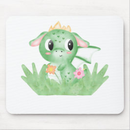かわいい赤ちゃんドラゴンの水彩画 マウスパッド