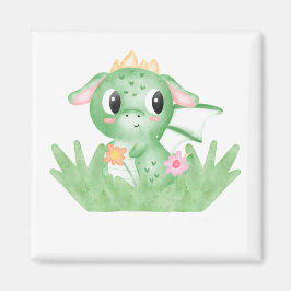 かわいい赤ちゃんドラゴンの水彩画 マグネット