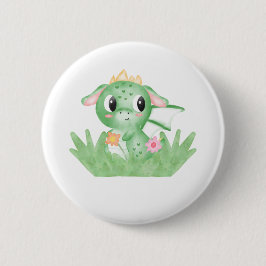 かわいい赤ちゃんドラゴンの水彩画 缶バッジ
