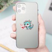 かわいい赤ちゃんドラゴン ちびアニメ かわいいハート シール (スマートフォン)