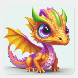 かわいい赤ちゃんドラゴン スクエアシール