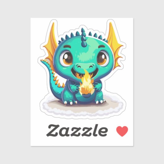かわいい赤ちゃんドラゴン 初めてのファイアボール シール (シート)