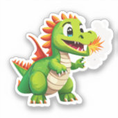 かわいい赤ちゃんドラゴン 火を吐く練習中 シール (正面)