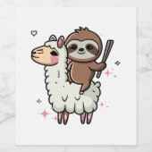かわいい赤ちゃんナマケモノとラマ ワインラベル (シングルラベル)