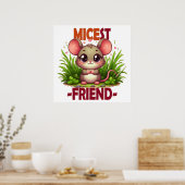 かわいい赤ちゃんネズミの漫画「Micest Friend」ユーモラスな駄洒落 ポスター (キッチン)