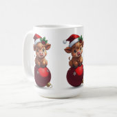 かわいい赤ちゃんハイランド牛の座る姿 コーヒーマグカップ (正面左)