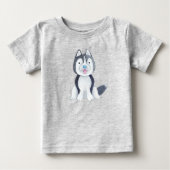 かわいい赤ちゃんハスキー犬 ベビーTシャツ (正面)