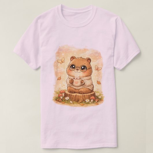 かわいい赤ちゃんハリネズミTシャツ – 愛らしい森林の仲間 Tシャツ (デザイン正面)