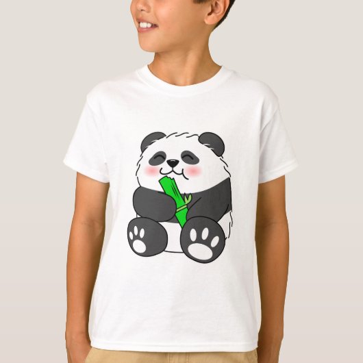 かわいい赤ちゃんパンダのタケノコ食べ Tシャツ (正面)