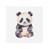 かわいい赤ちゃんパンダの水彩画 メタルプリント (正面)