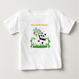 かわいい赤ちゃんパンダの竹イラストTシャツ | ベビーTシャツ